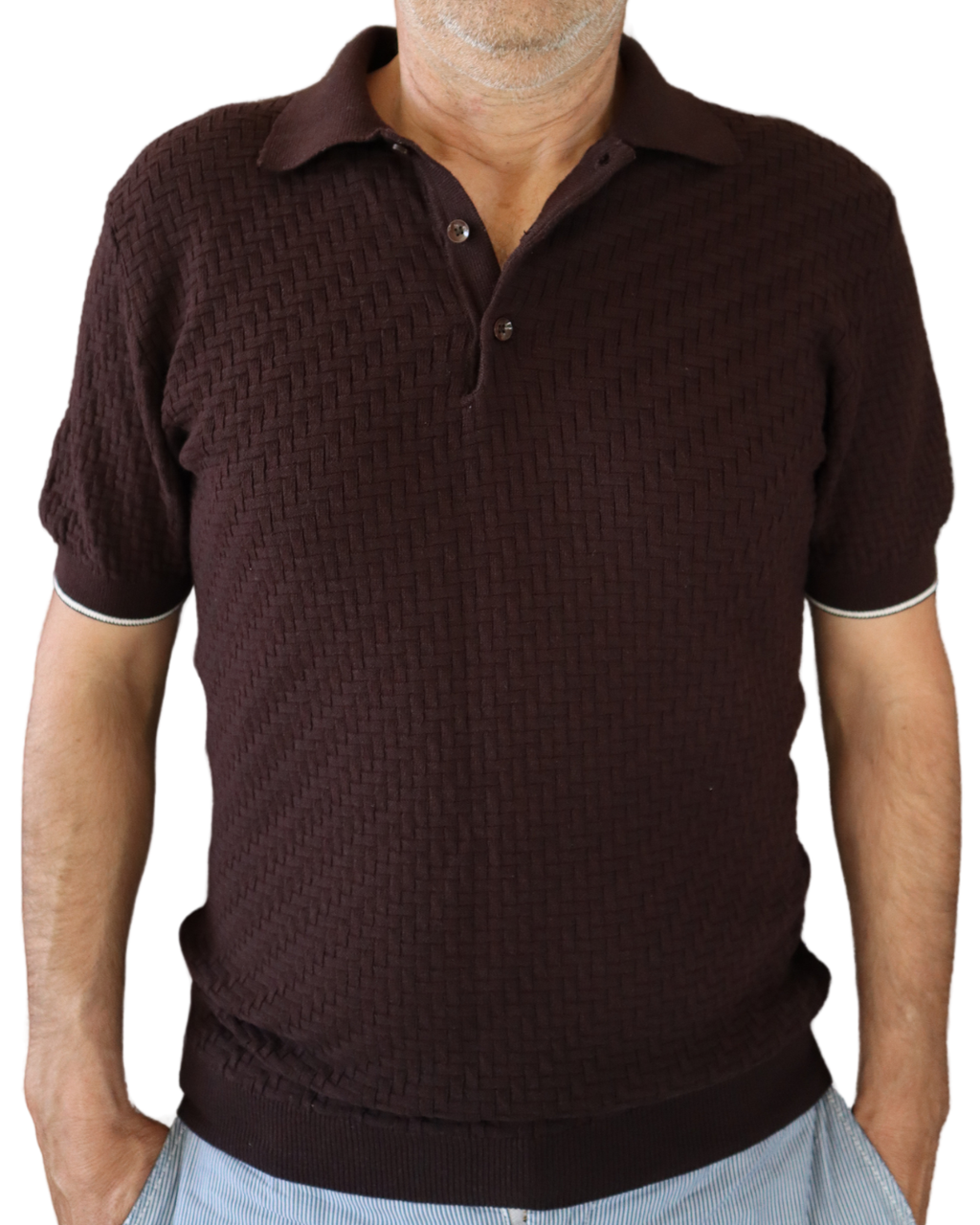 Πόλο Πλεκτό με κοντό μανίκι 100% Cotton -Καφέ