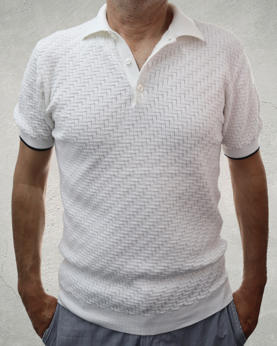 Πόλο Πλεκτό με κοντό μανίκι 100% Cotton- Λευκό