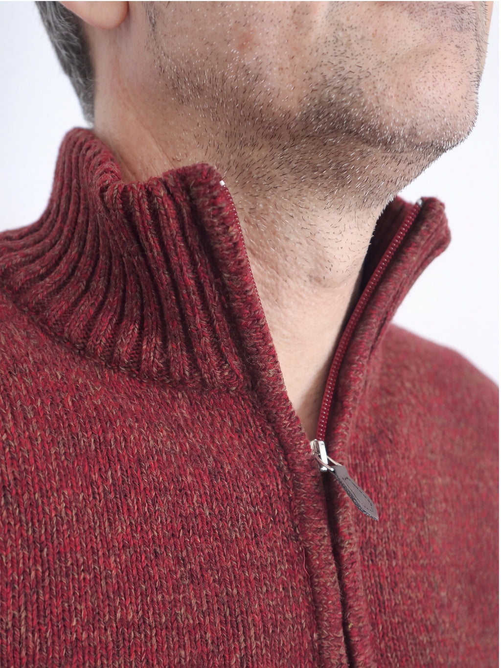Πλεκτό Half-Zip Πουλόβερ Renzo Uomo με Τριχρωμία Νήματος