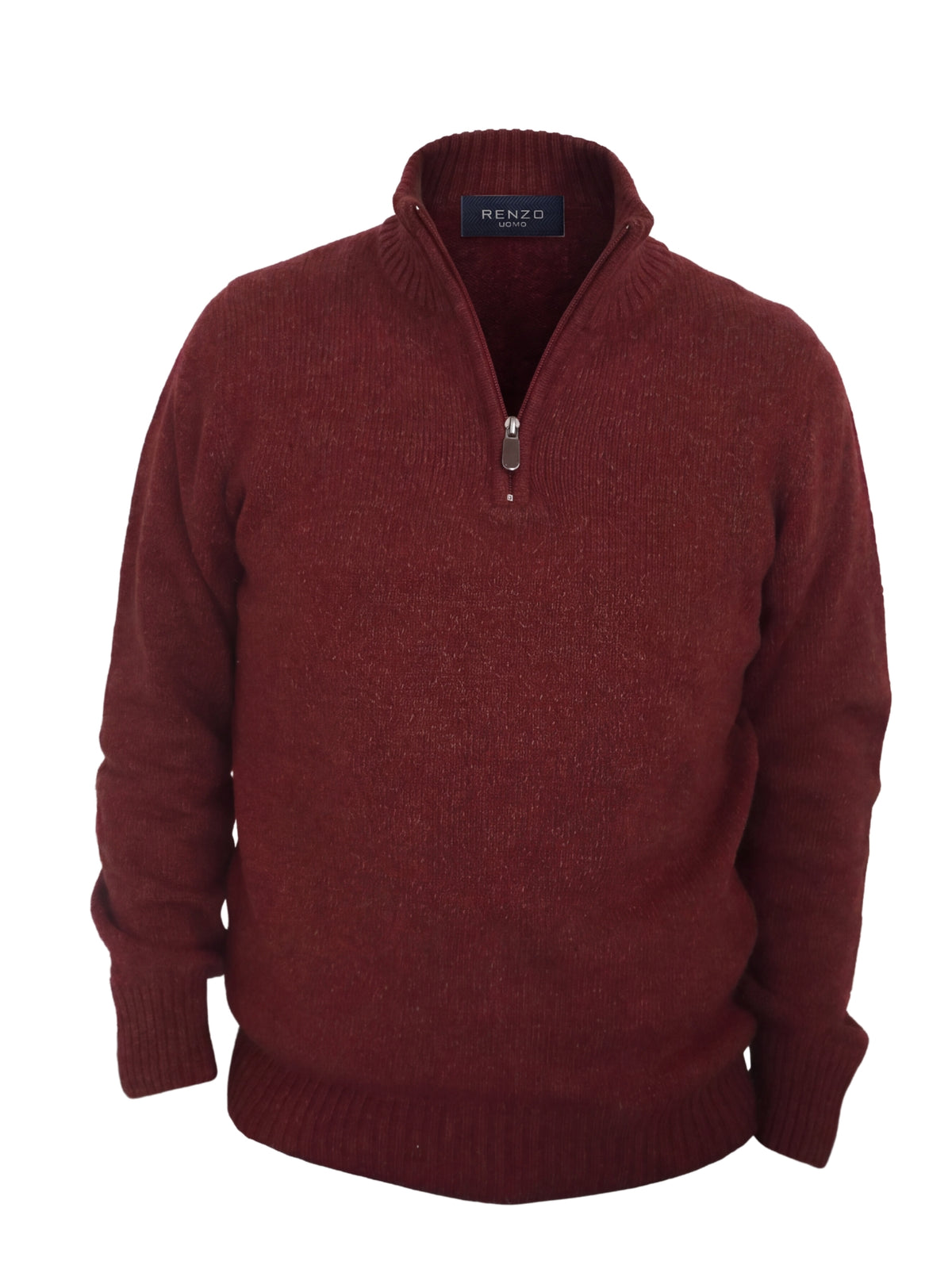 Πλεκτό Half-Zip Πουλόβερ Renzo Uomo με Τριχρωμία Νήματος