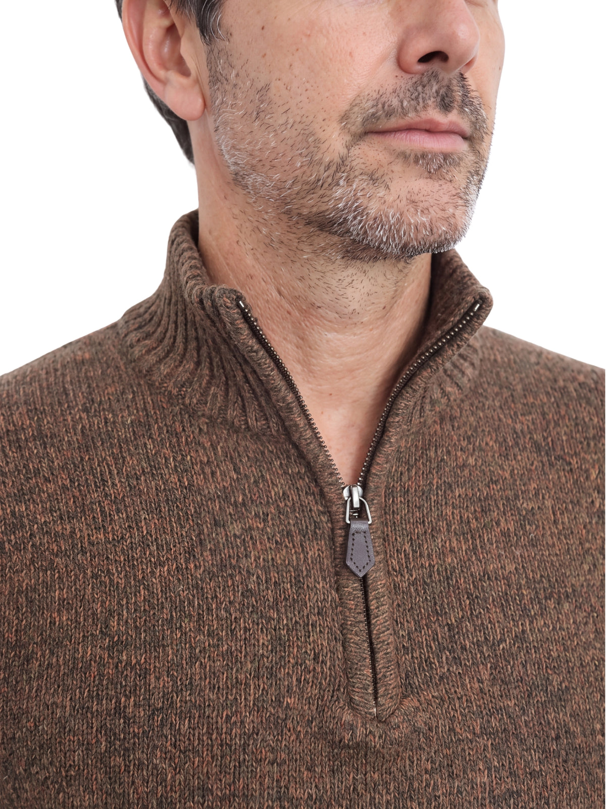 Πλεκτό Half-Zip Πουλόβερ Renzo Uomo με Τριχρωμία Νήματος