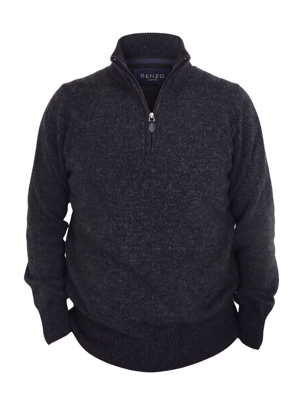 Πλεκτό Half-Zip Πουλόβερ Renzo Uomo με Τριχρωμία Νήματος