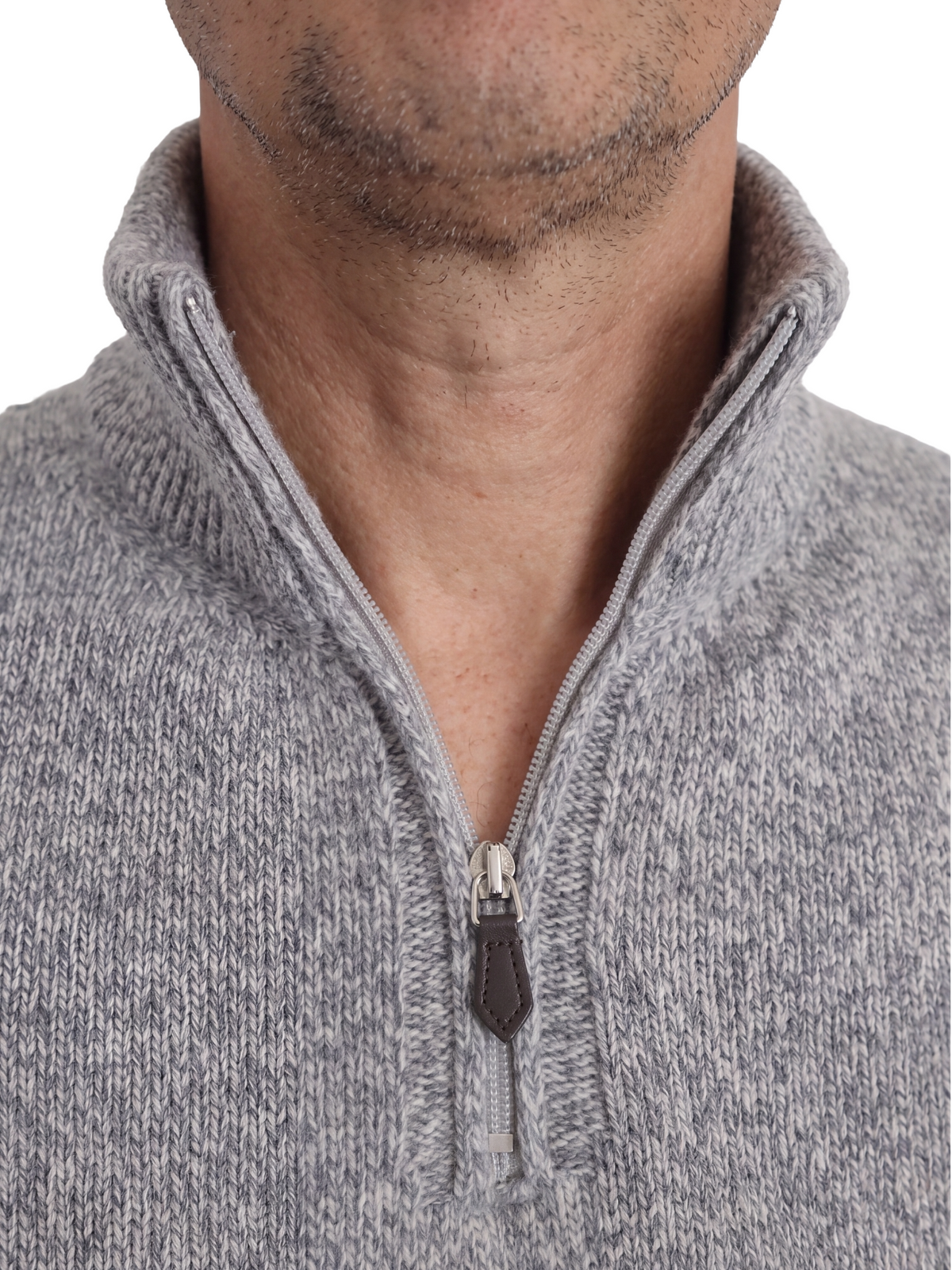Πλεκτό Half-Zip Πουλόβερ Renzo Uomo με Τριχρωμία Νήματος