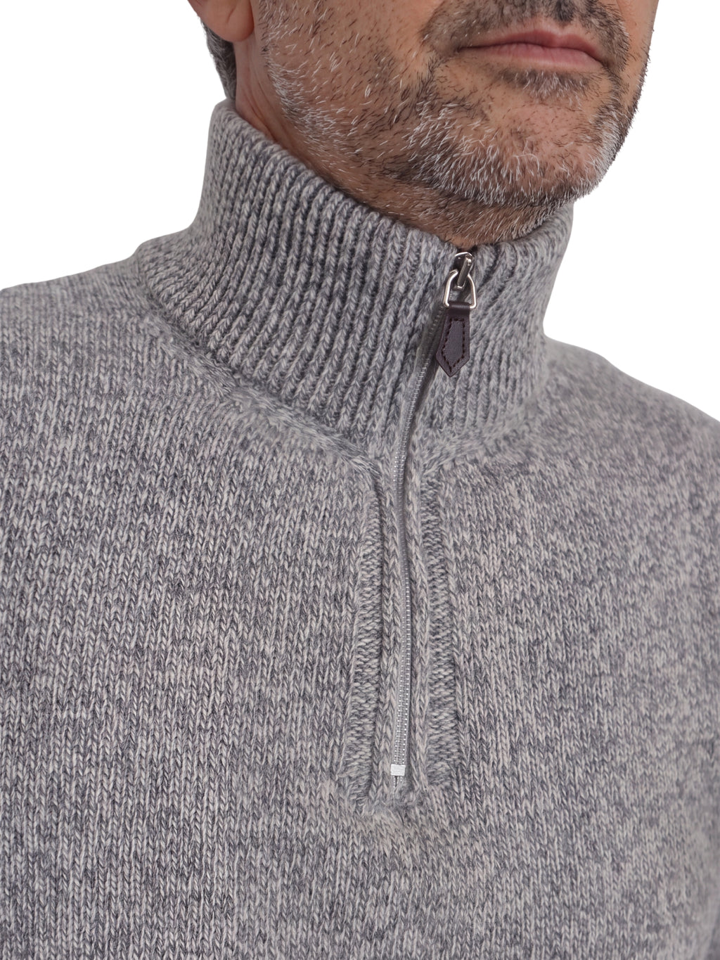 Πλεκτό Half-Zip Πουλόβερ Renzo Uomo με Τριχρωμία Νήματος