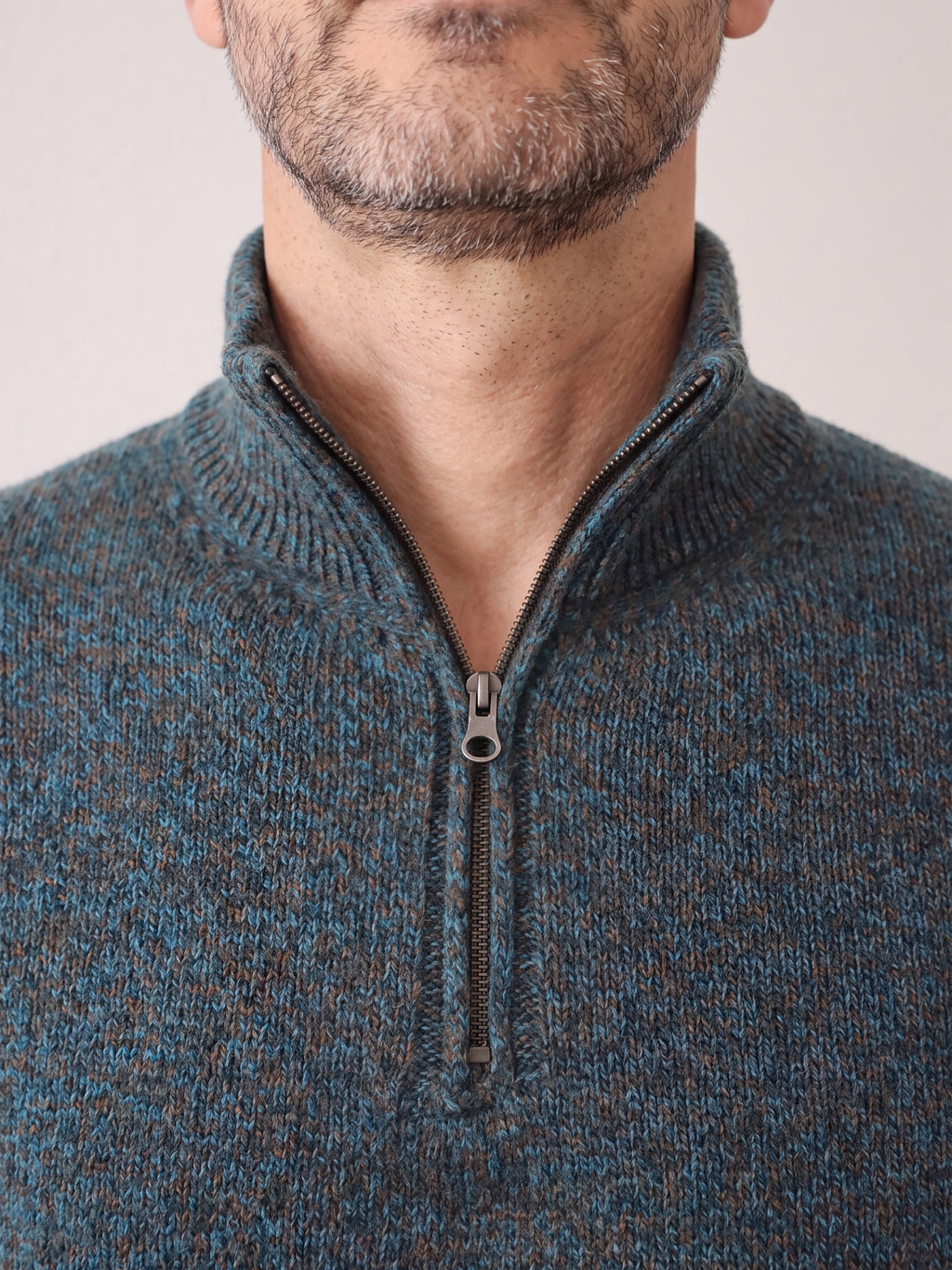 Πλεκτό Half-Zip Πουλόβερ Renzo Uomo με Τριχρωμία Νήματος
