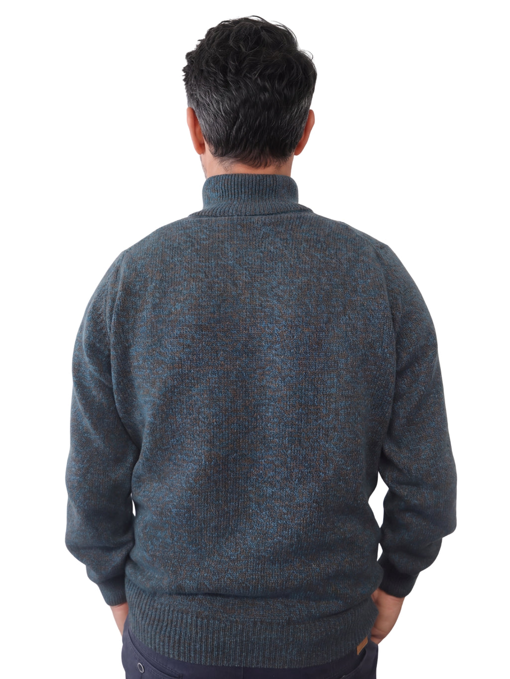 Πλεκτό Half-Zip Πουλόβερ Renzo Uomo με Τριχρωμία Νήματος