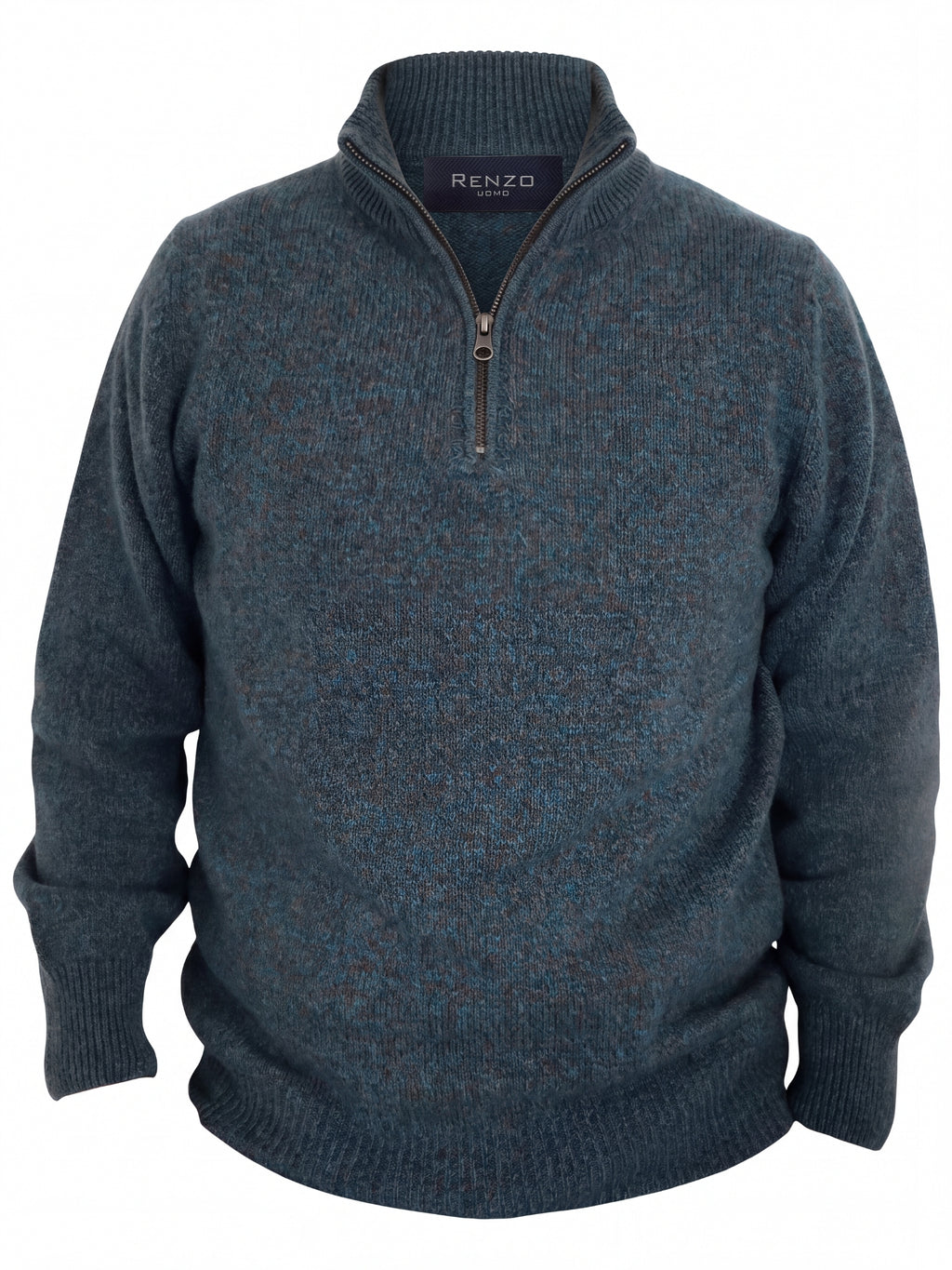 Πλεκτό Half-Zip Πουλόβερ Renzo Uomo με Τριχρωμία Νήματος