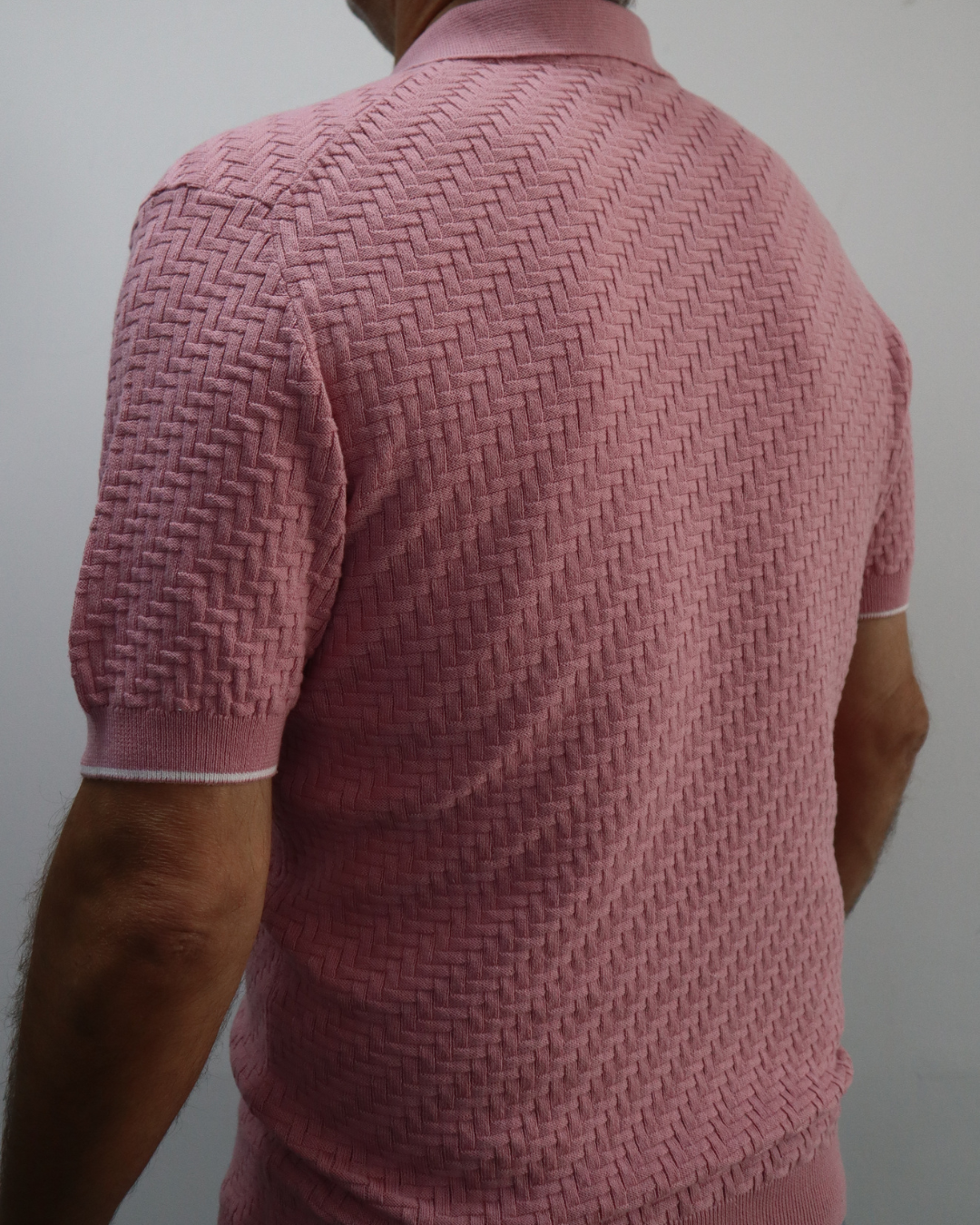 Πόλο Πλεκτό με κοντό μανίκι 100% Cotton -Ροζ