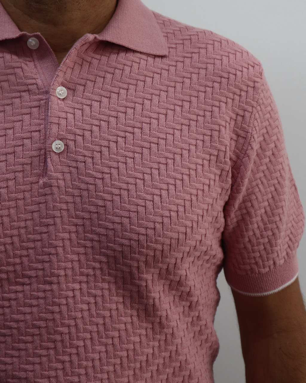 Πόλο Πλεκτό με κοντό μανίκι 100% Cotton -Ροζ