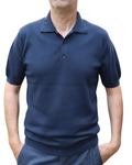 Πόλο Πλεκτό με κοντό μανίκι 100% Cotton - Μπλε