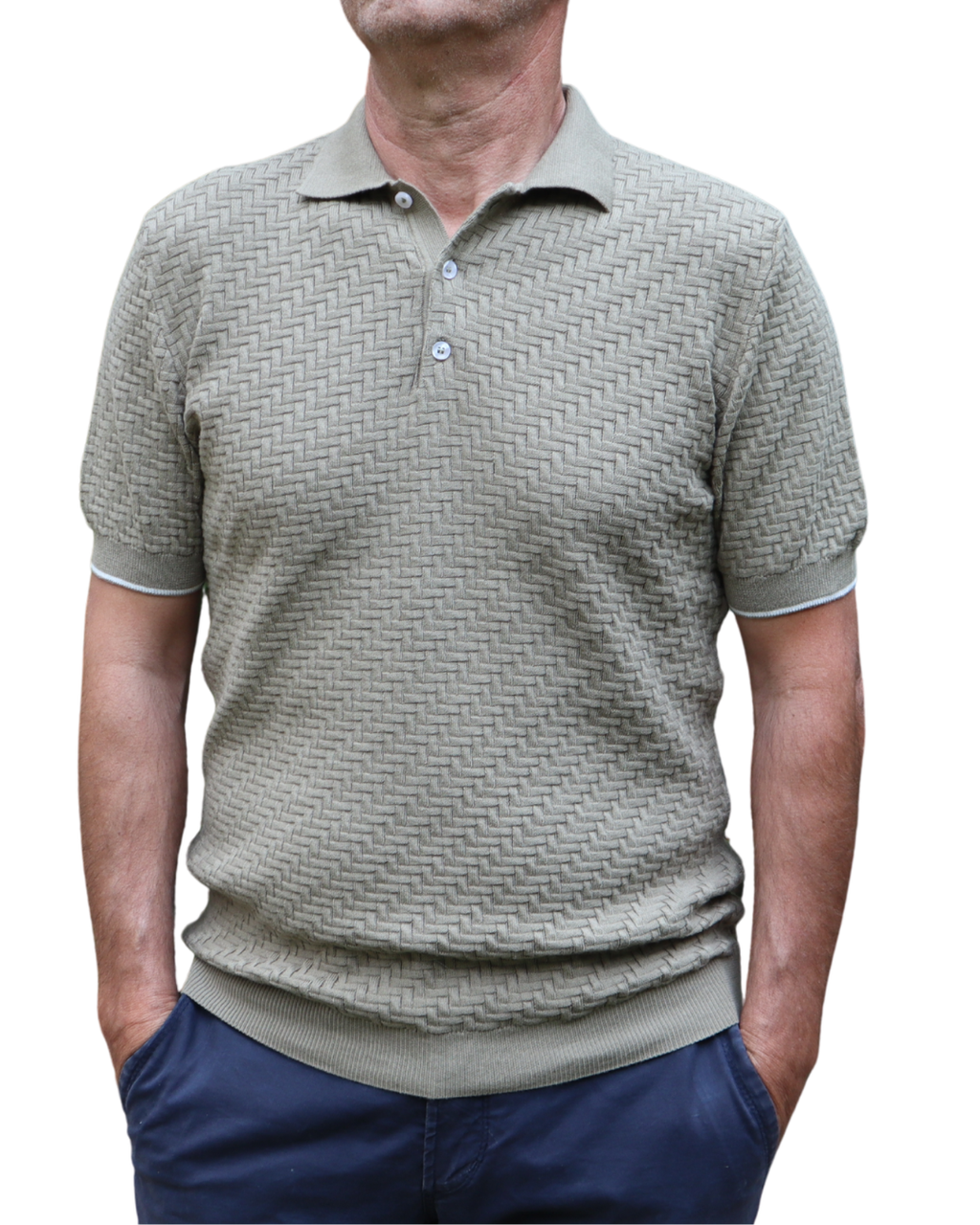 Πόλο Πλεκτό με κοντό μανίκι 100% Cotton -Λαδί