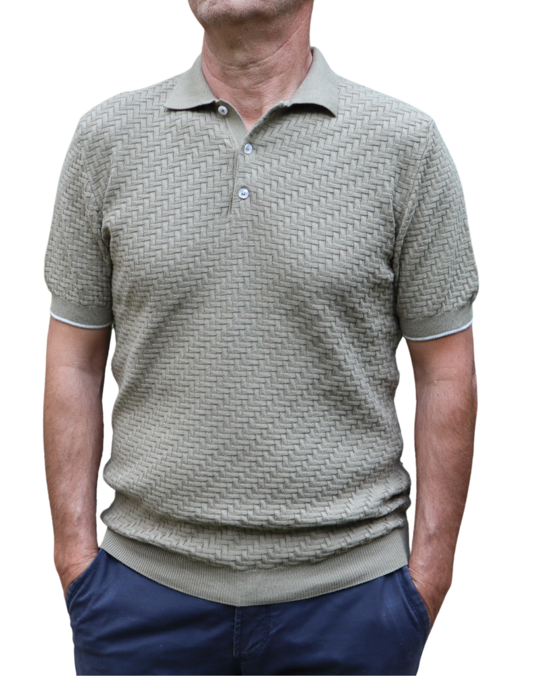 Πόλο Πλεκτό με κοντό μανίκι 100% Cotton -Λαδί