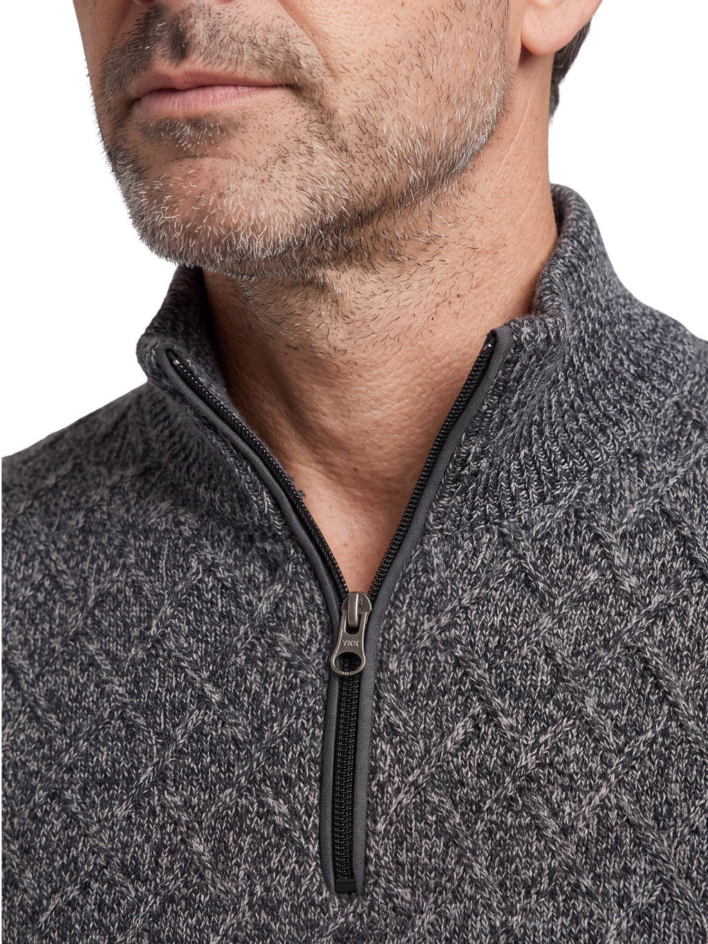 Πλεκτό Half-Zip Πουλόβερ Renzo Uomo με Μελανζέ Πλέξη – Μαύρο