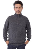 Πλεκτό Half-Zip Πουλόβερ Renzo Uomo με Μελανζέ Πλέξη – Μαύρο
