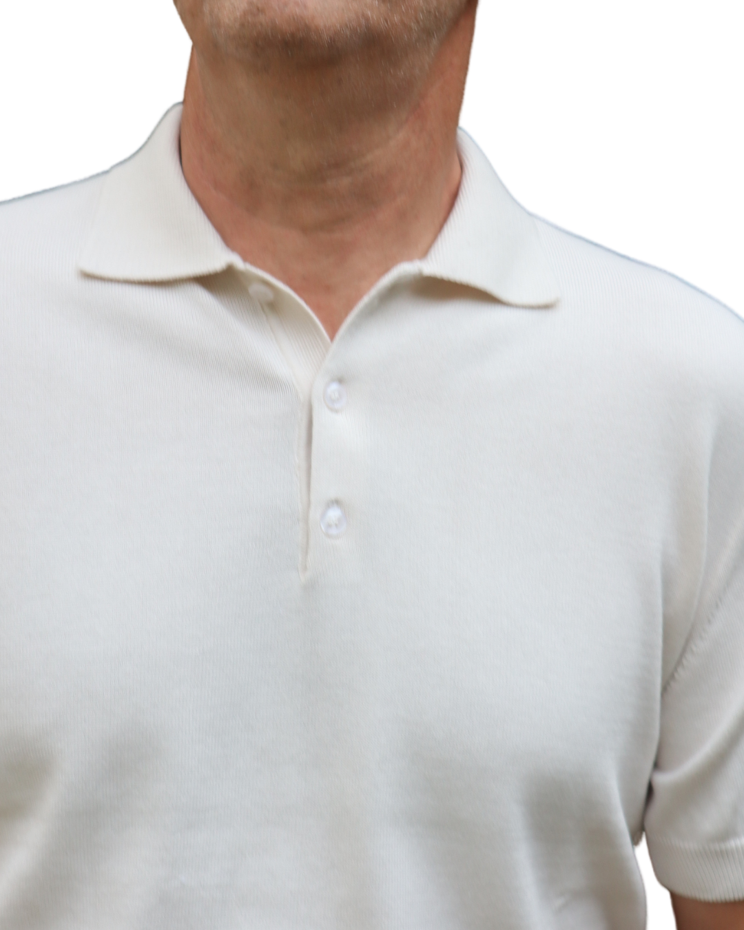 Πόλο Πλεκτό με κοντό μανίκι 100% Cotton - Εκρού
