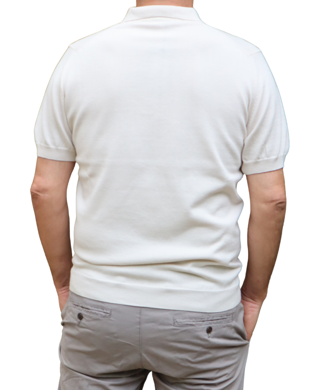 Πόλο Πλεκτό με κοντό μανίκι 100% Cotton - Εκρού