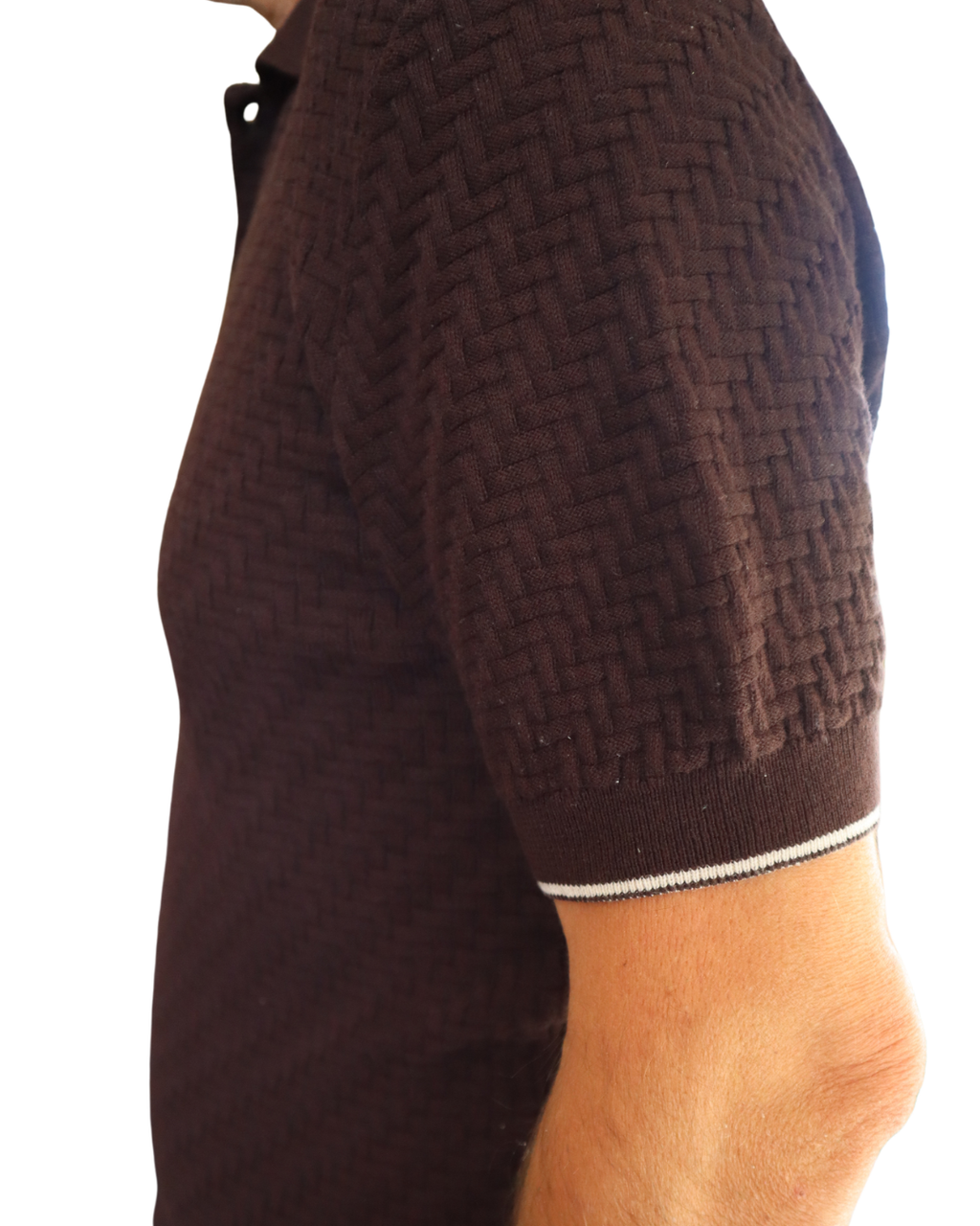 Πόλο Πλεκτό με κοντό μανίκι 100% Cotton -Καφέ