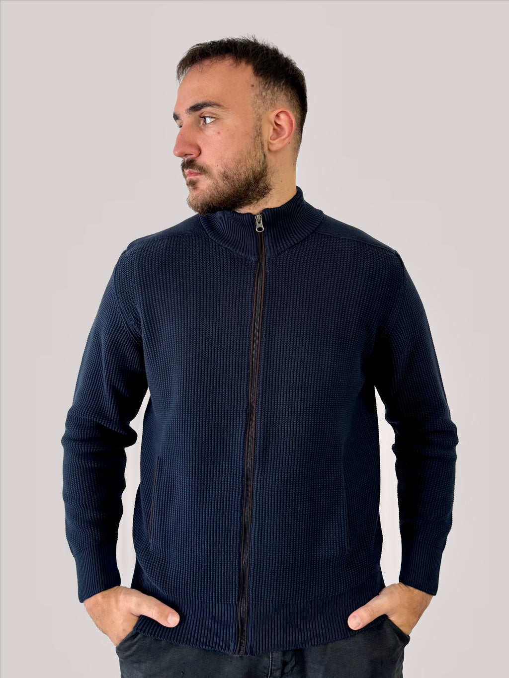 Gilet homme en maille Renzo Uomo bleu