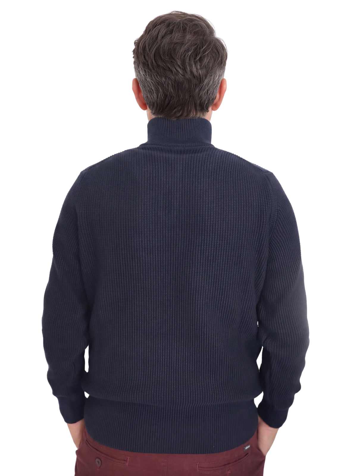 Πλεκτό Πουλόβερ  Half-Zip  Renzo Uomo με Πλέξη Τύπου Καλαμπόκι