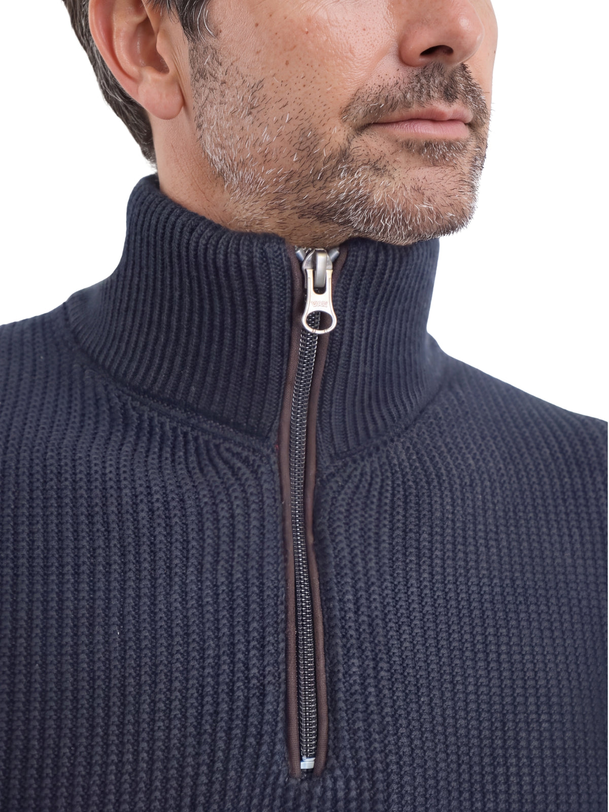 Πλεκτό Πουλόβερ  Half-Zip  Renzo Uomo με Πλέξη Τύπου Καλαμπόκι