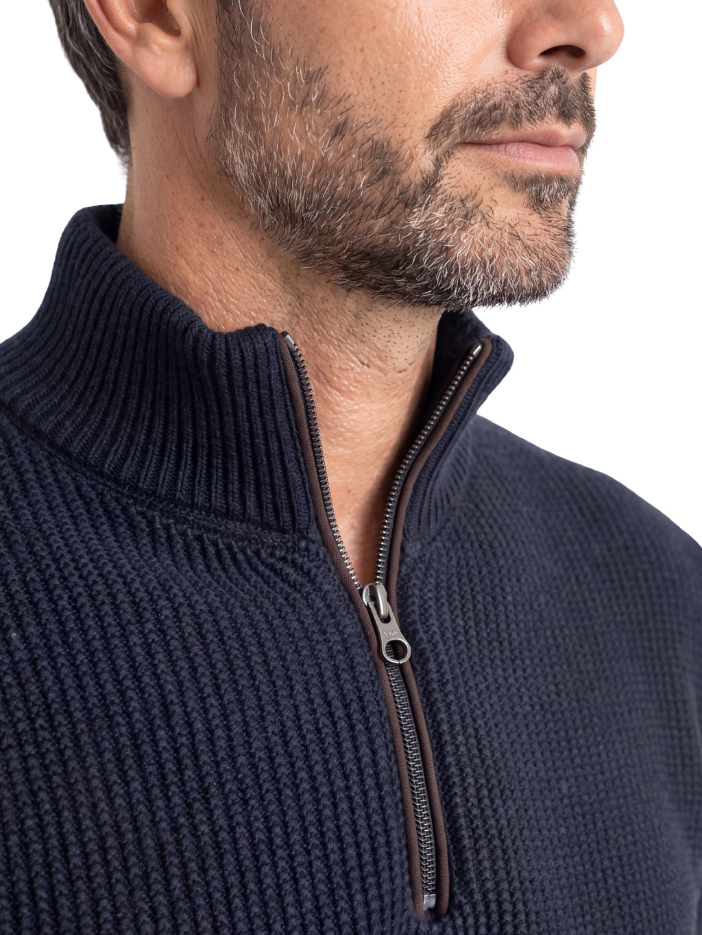 Πλεκτό Πουλόβερ  Half-Zip  Renzo Uomo με Πλέξη Τύπου Καλαμπόκι