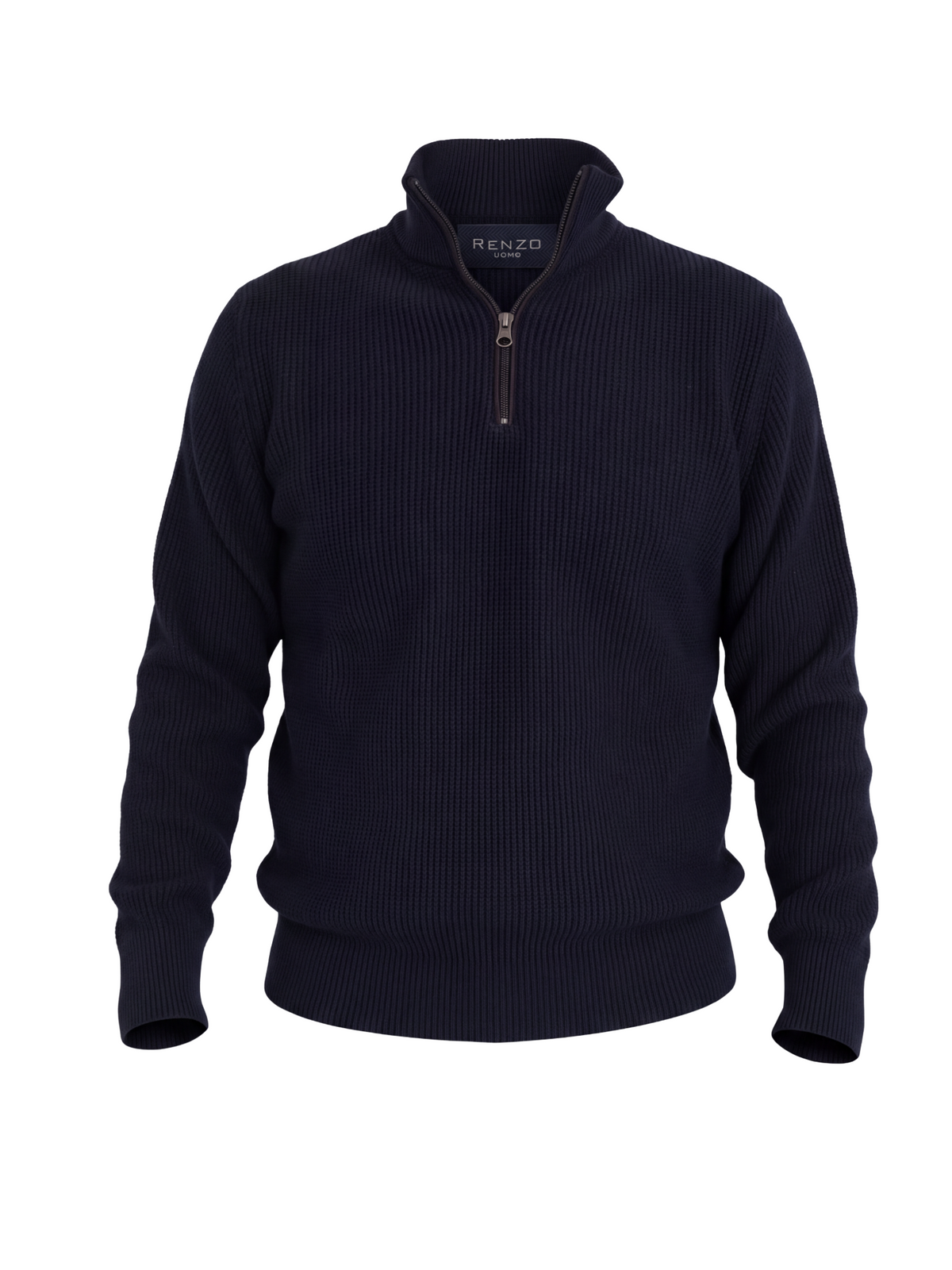 Πλεκτό Πουλόβερ  Half-Zip  Renzo Uomo με Πλέξη Τύπου Καλαμπόκι