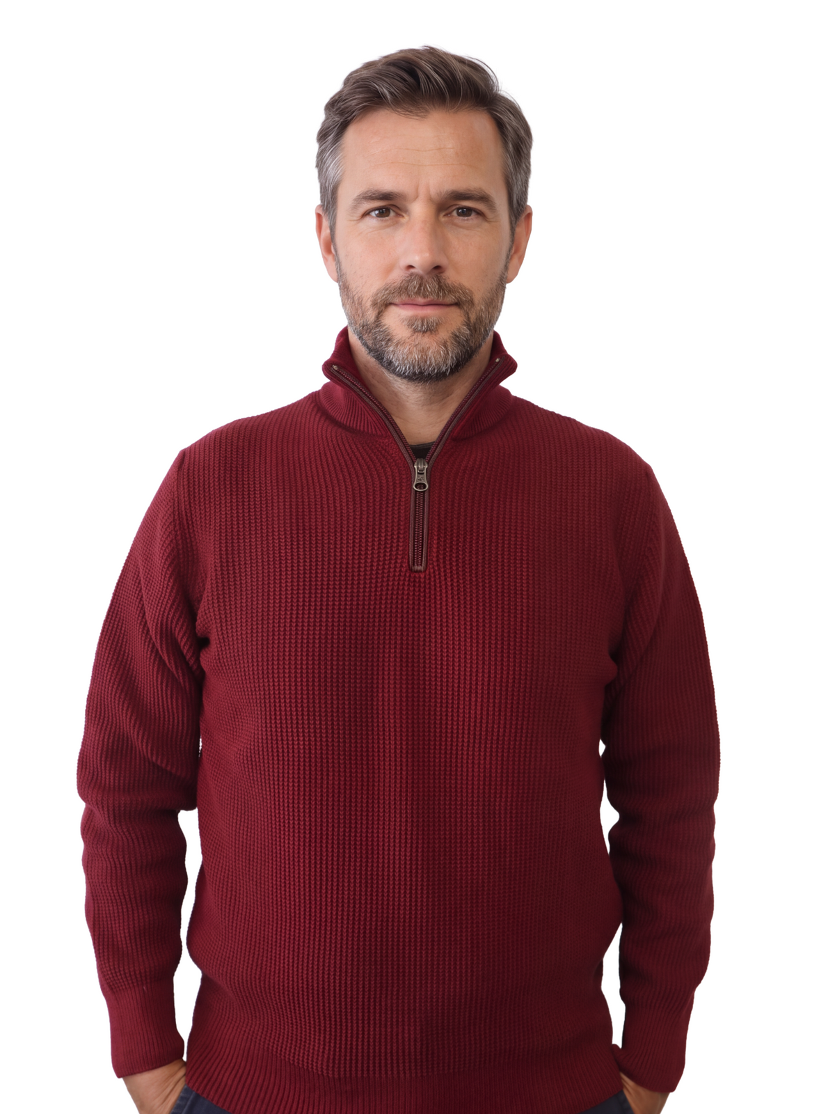 Πλεκτό Πουλόβερ  Half-Zip  Renzo Uomo με Πλέξη Τύπου Καλαμπόκι