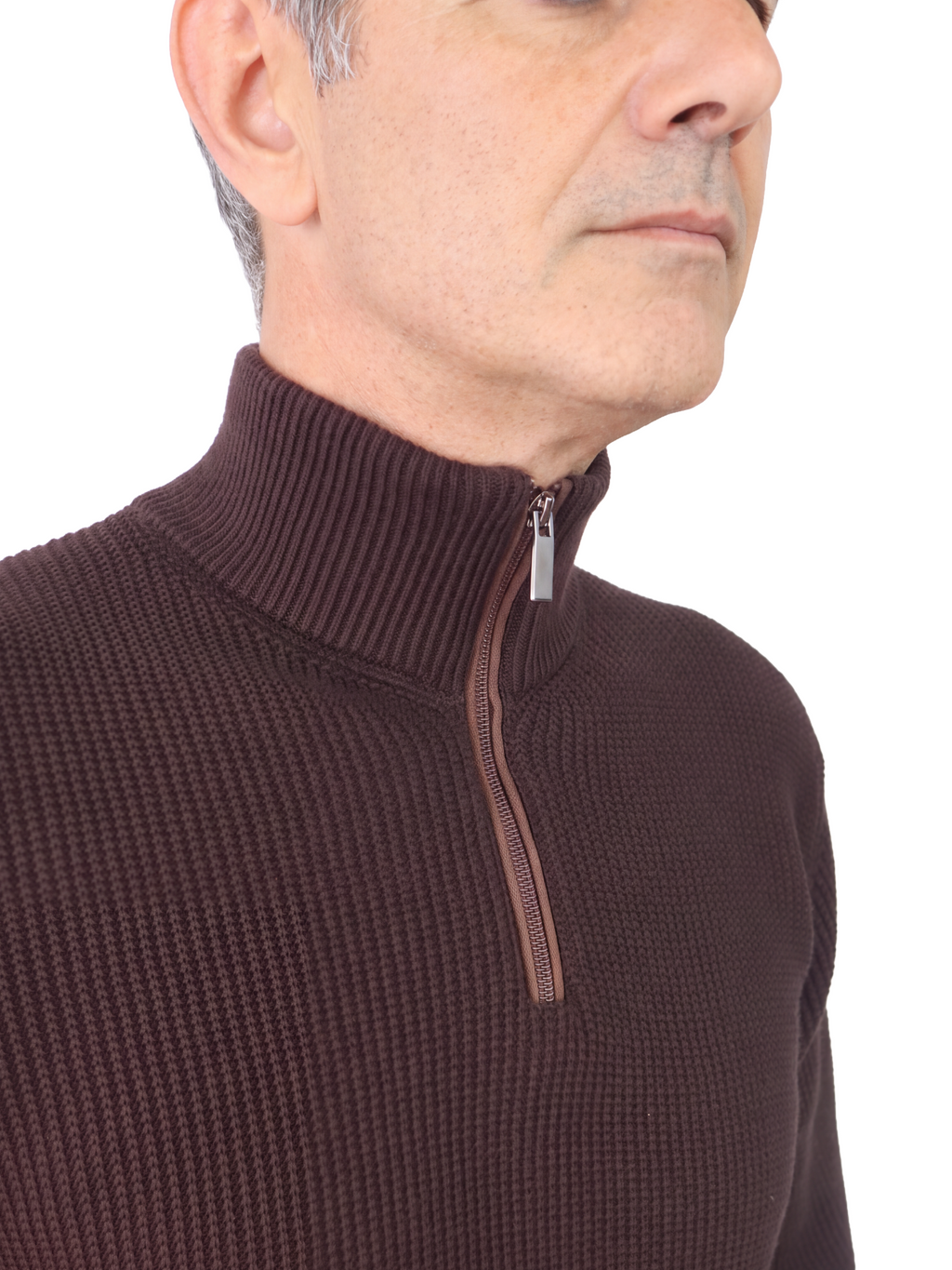 Πλεκτό Πουλόβερ  Half-Zip  Renzo Uomo με Πλέξη Τύπου Καλαμπόκι