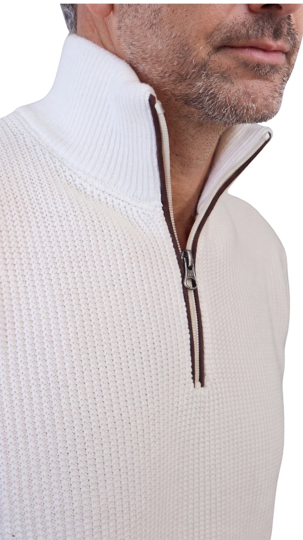 Πλεκτό Πουλόβερ  Half-Zip  Renzo Uomo με Πλέξη Τύπου Καλαμπόκι