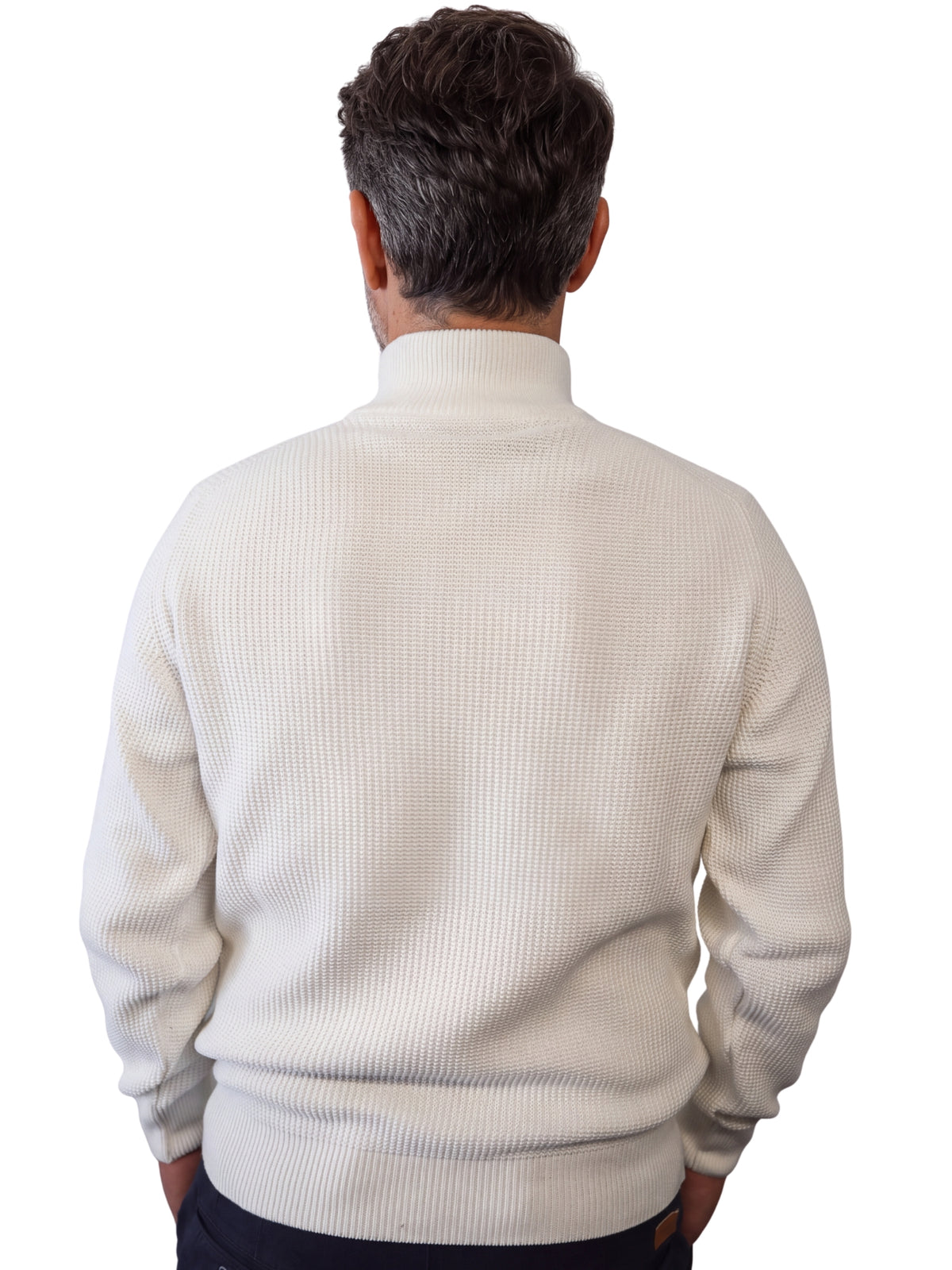 Πλεκτό Πουλόβερ  Half-Zip  Renzo Uomo με Πλέξη Τύπου Καλαμπόκι
