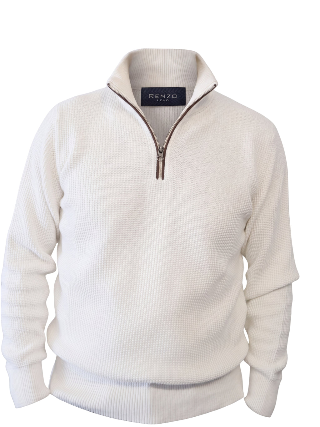Πλεκτό Πουλόβερ  Half-Zip  Renzo Uomo με Πλέξη Τύπου Καλαμπόκι