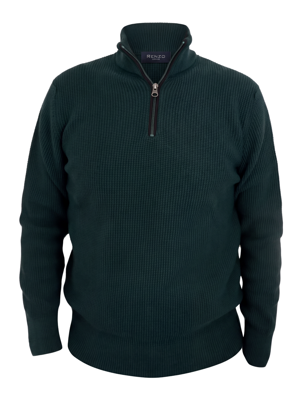 Πλεκτό Πουλόβερ  Half-Zip  Renzo Uomo με Πλέξη Τύπου Καλαμπόκι