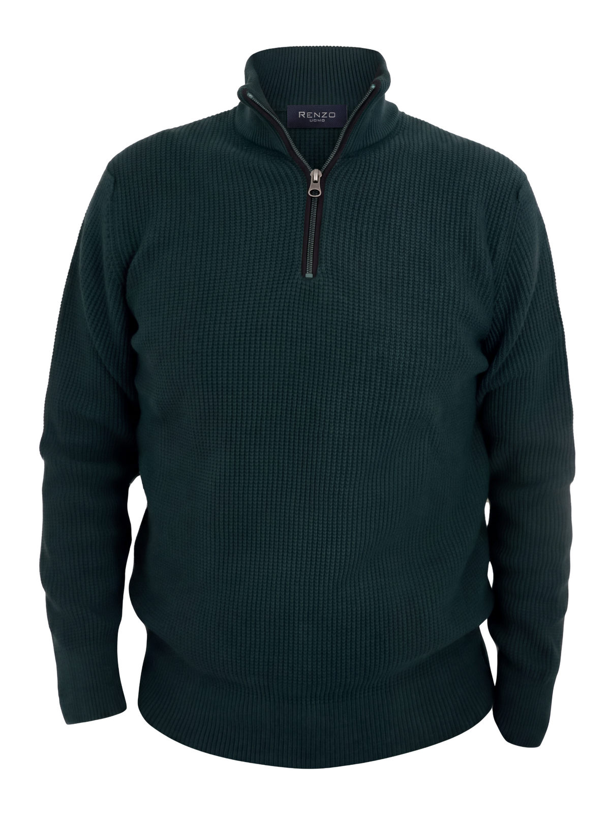 Πλεκτό Πουλόβερ  Half-Zip  Renzo Uomo με Πλέξη Τύπου Καλαμπόκι