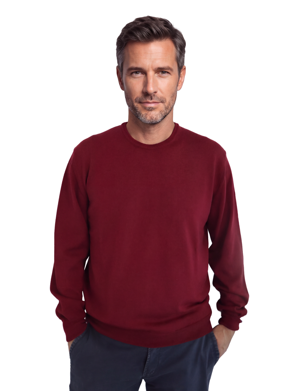 Πλεκτό Πουλόβερ Λαιμόκοψη 100% Merino Extrafine
