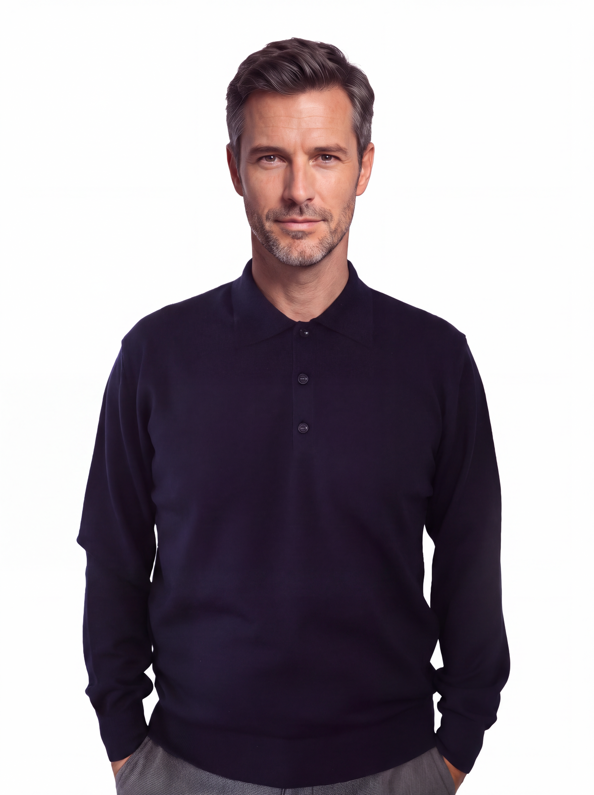 Πλεκτό Πουλόβερ Πόλο 100% Merino Extrafine