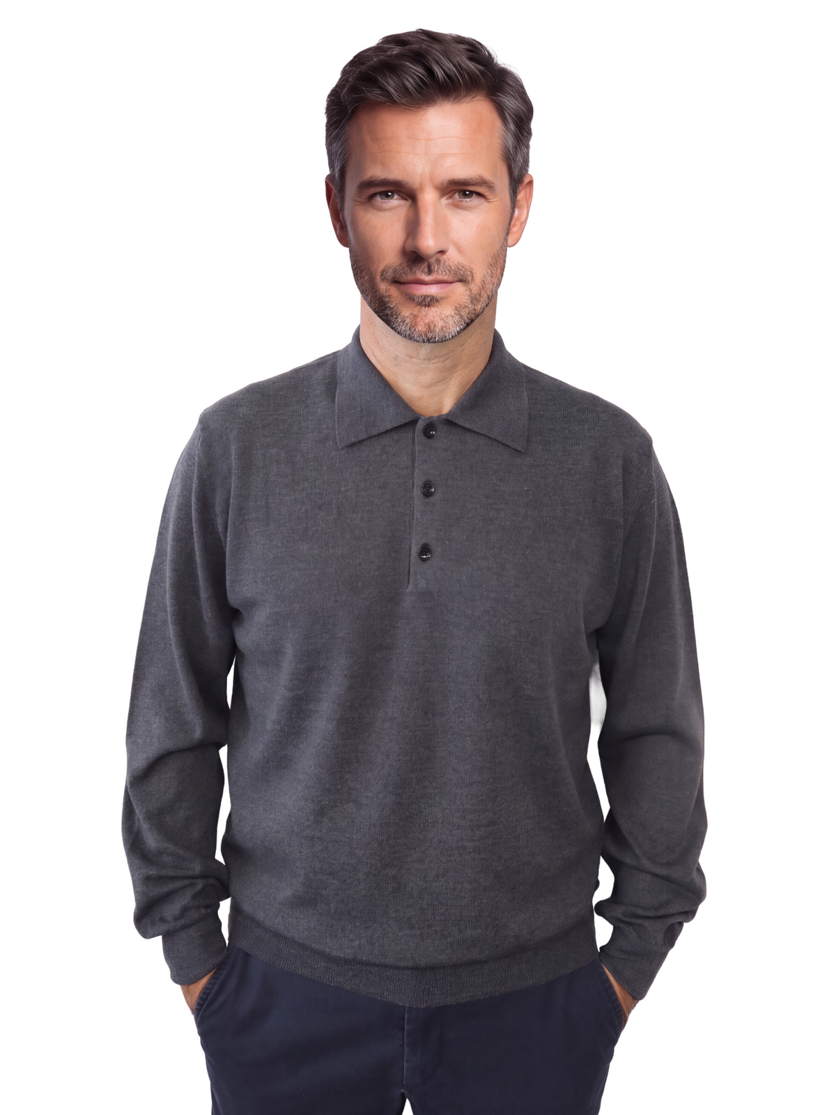 Πλεκτό Πουλόβερ Πόλο 100% Merino Extrafine