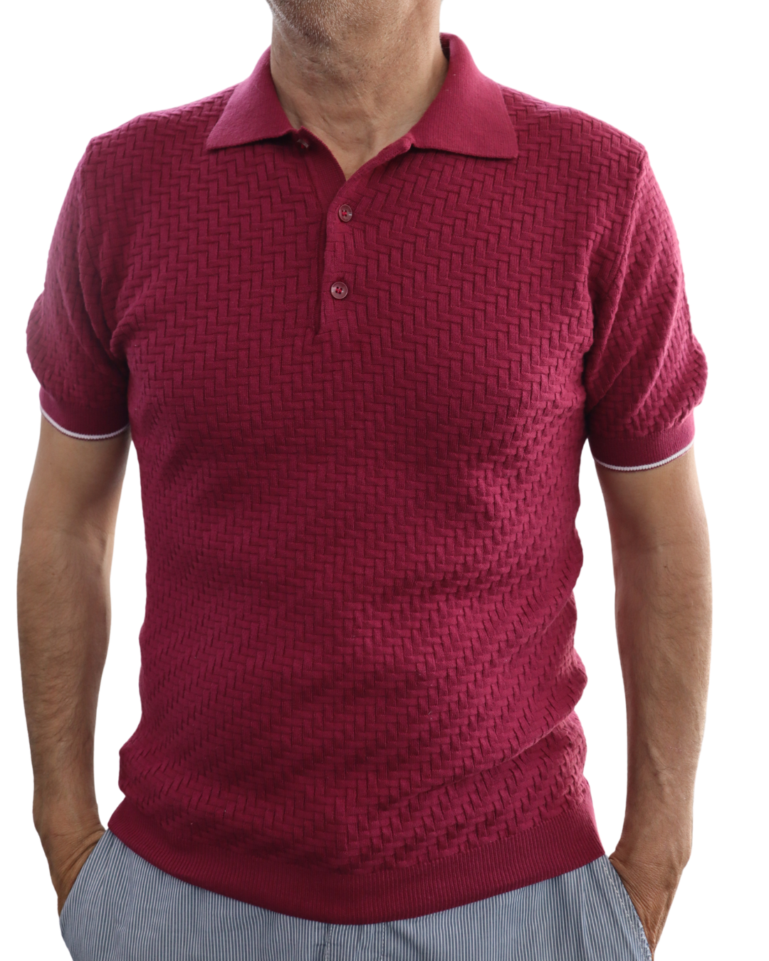 Πόλο Πλεκτό με κοντό μανίκι 100% Cotton -Βατόμουρο